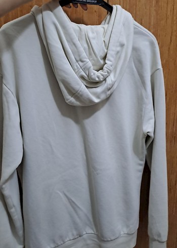 Beyaz Kapüşonlu Rahat Kesim Sweatshirt - Görsel 3