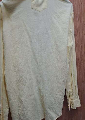 Sarı Keten Kadın Gömlek - Görsel 3