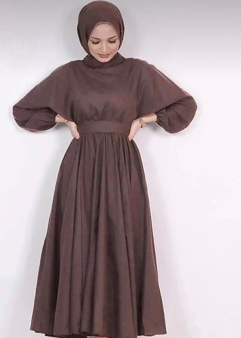 Uzun Kahverengi Salaş Kadın Elbise - Görsel 2