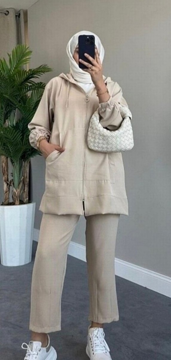Bej Keten Kadın takım - Görsel 2