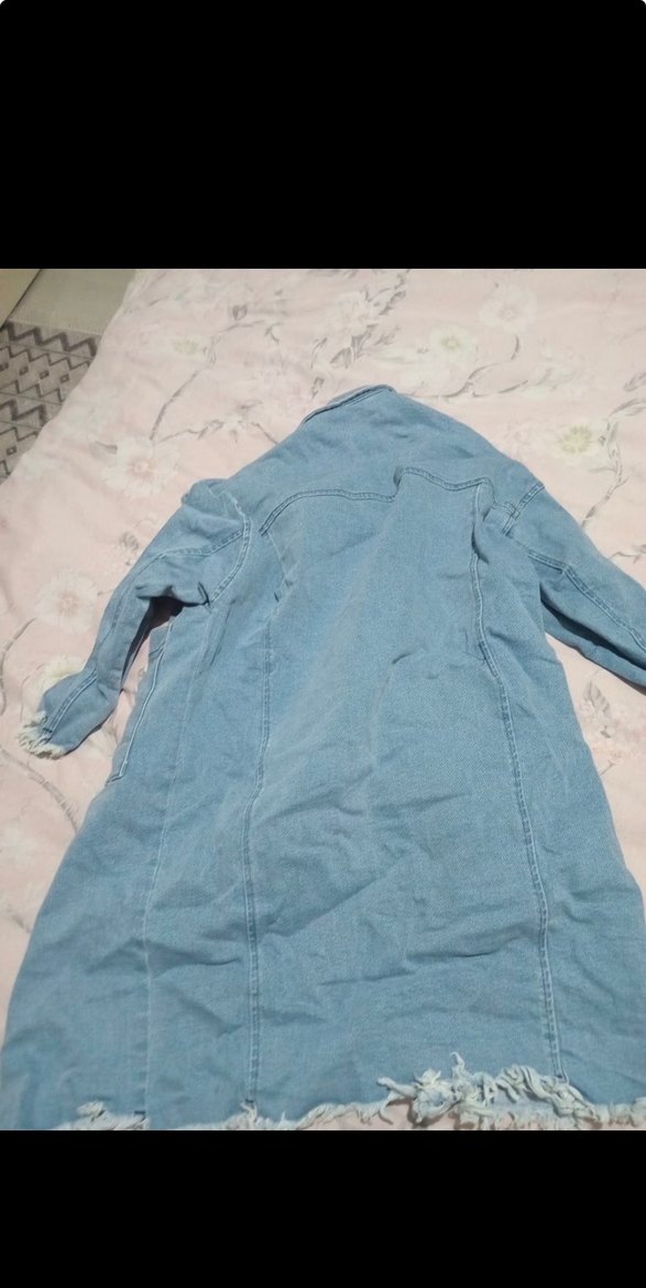 Mavi Uzun Düğmeli Kadın Kot Ceket - Görsel 2