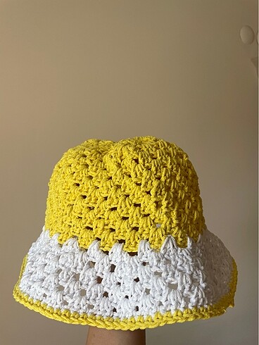 Mango Butter Yellow El Örgüsü Bucket Şapka