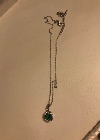 Accessorize Yesil Tasli Gumus Zincir Kolye
