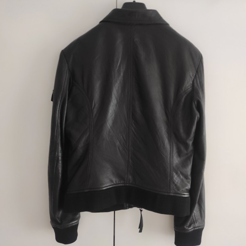 Kadın Siyah Deri Biker Ceket - Görsel 5