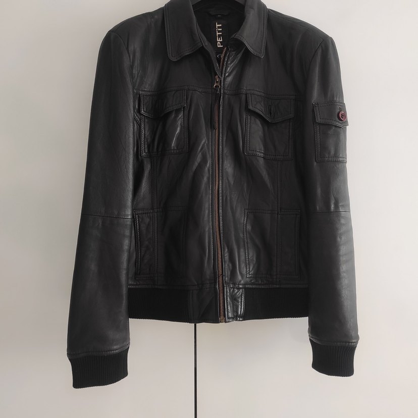 Kadın Siyah Deri Biker Ceket - Görsel 2