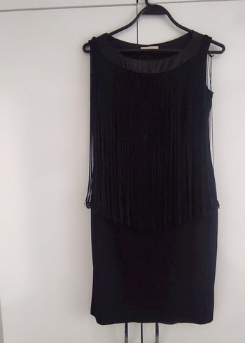 Siyah Püsküllü Uzun Kadın Abiye Elbise - Görsel 3