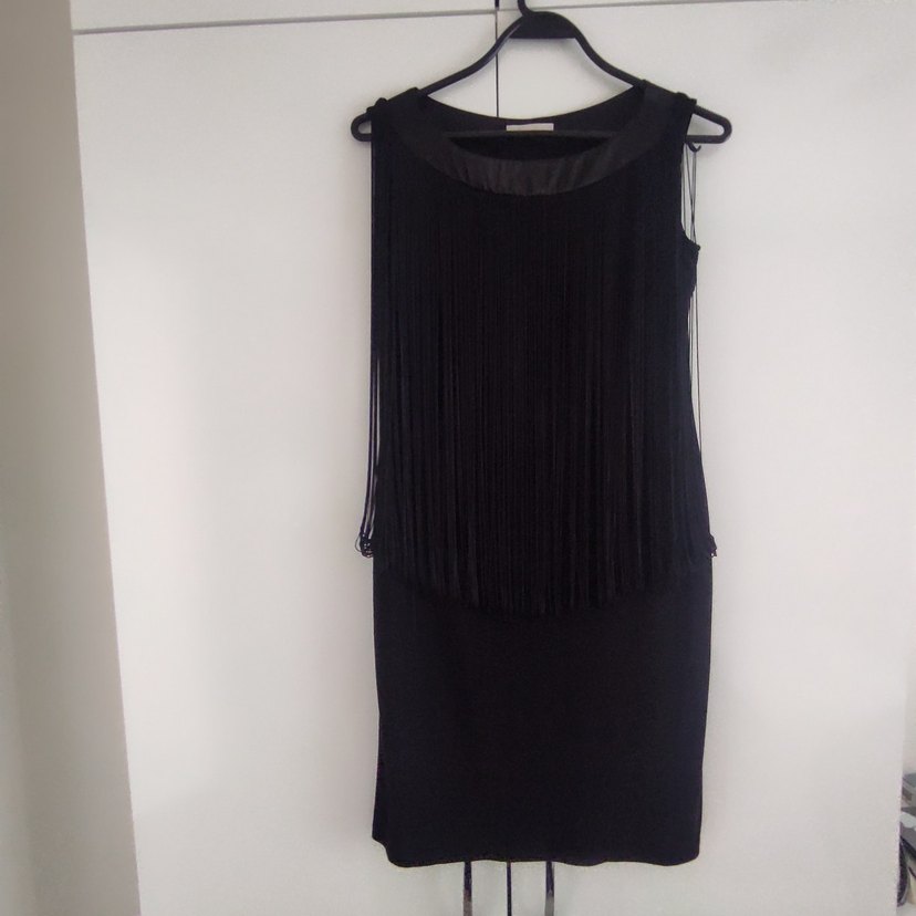 Siyah Püsküllü Uzun Kadın Abiye Elbise - Görsel 3