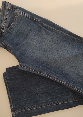 Kadın Mavi Normal Boy Denim Jean İspanyol paca - Görsel 3