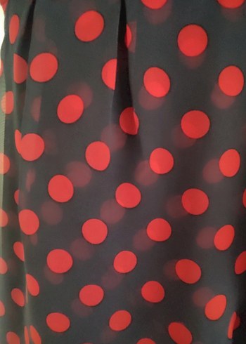 Bordo Puantiyeli Volanlı Mini Elbise - Görsel 4