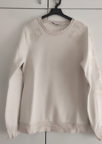 Dantel Detaylı Bej Kadın Sweatshirt - Görsel 2