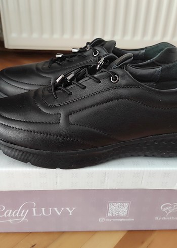 Siyah deri  kadın sneaker - Görsel 3