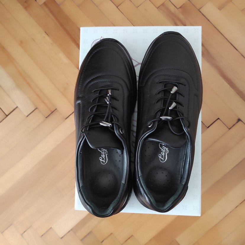 Siyah deri  kadın sneaker - Görsel 2