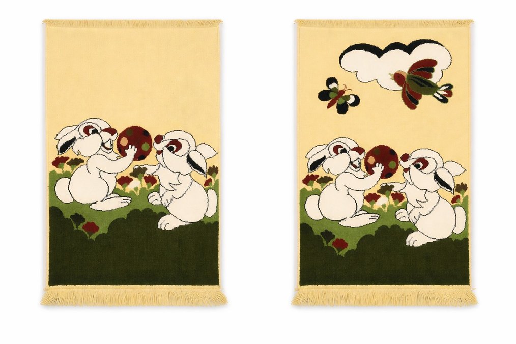 Beyaz Tavşan Figürlü Pastel Çocuk Halısı - Görsel 2