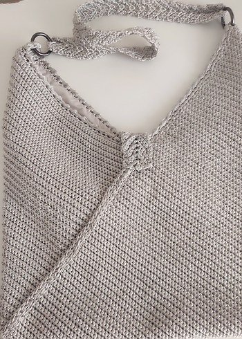 Gri Örgü Kadın Çanta - Görsel 2