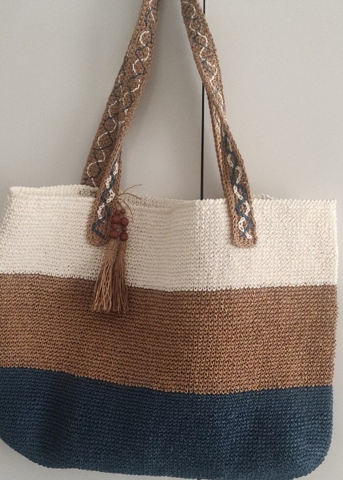 Üç renk kağıt ip canta - Görsel 2