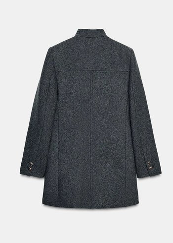 Çift düğmeli gri kadın kaban - Görsel 8