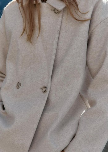 Gri Kısa Düğmeli Kaban - Görsel 5