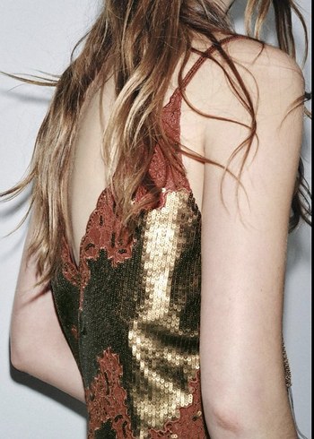 Dantel Detaylı Kahverengi Uzun Bohem Parti Elbisesi - Görsel 3