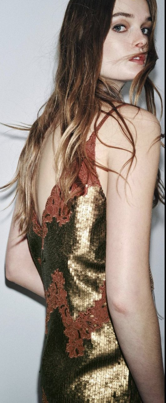 Dantel Detaylı Kahverengi Uzun Bohem Parti Elbisesi - Görsel 3