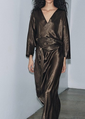 Kadın Kahverengi Uzun Avant-Garde Elbise - Görsel 5