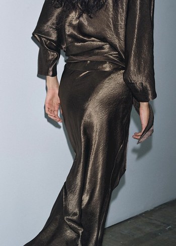 Kadın Kahverengi Uzun Avant-Garde Elbise - Görsel 8