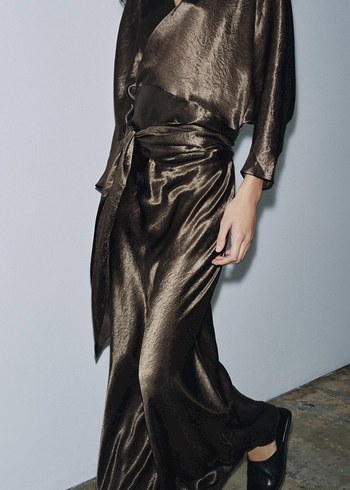 Kadın Kahverengi Uzun Avant-Garde Elbise - Görsel 3