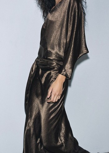 Kadın Kahverengi Uzun Avant-Garde Elbise - Görsel 2