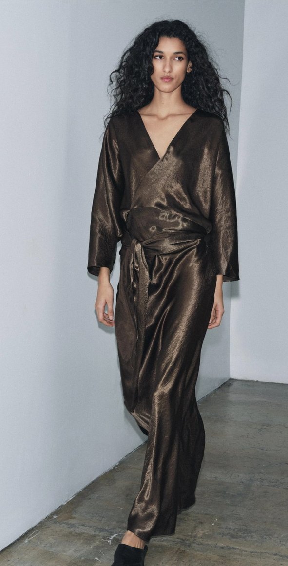 Kadın Kahverengi Uzun Avant-Garde Elbise - Görsel 5