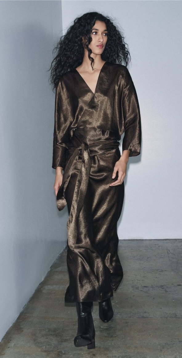 Kadın Kahverengi Uzun Avant-Garde Elbise - Görsel 4