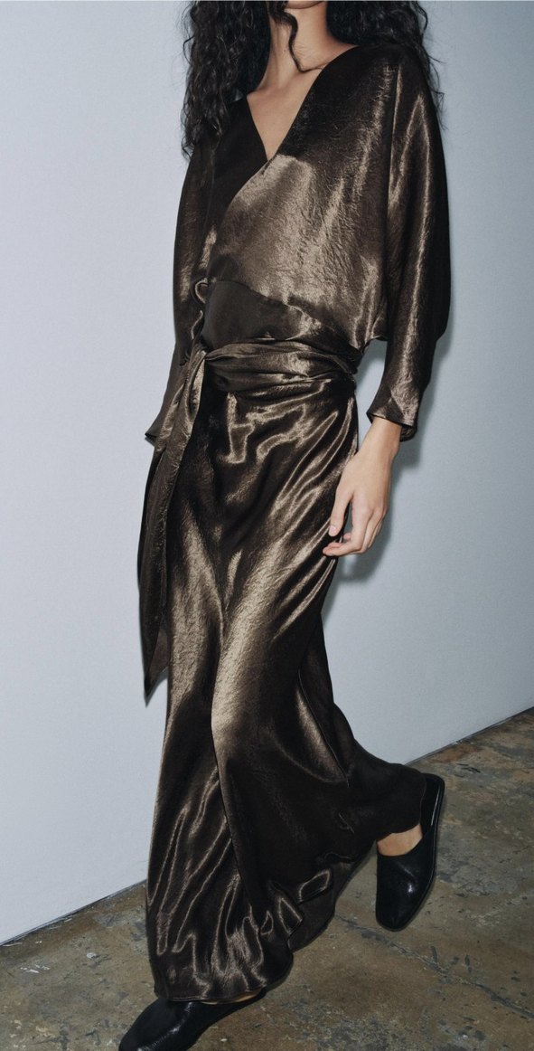 Kadın Kahverengi Uzun Avant-Garde Elbise - Görsel 3