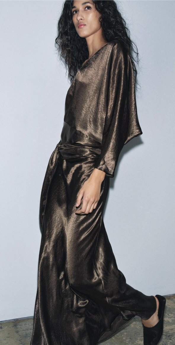 Kadın Kahverengi Uzun Avant-Garde Elbise - Görsel 2