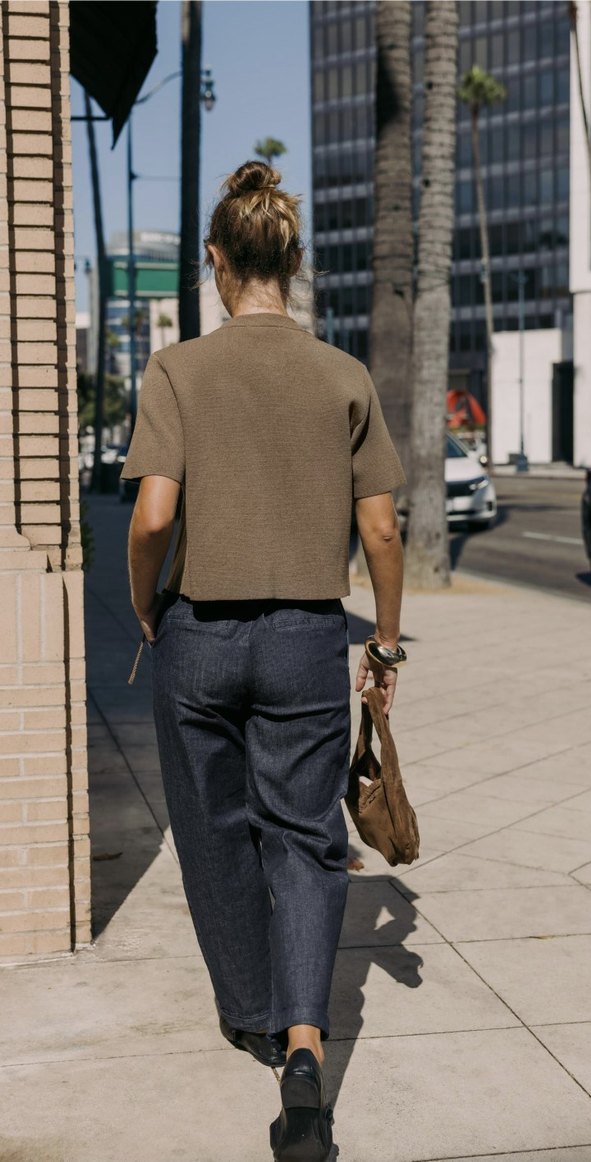 Kemerli chino  Kadın Kot Pantolon - Görsel 3