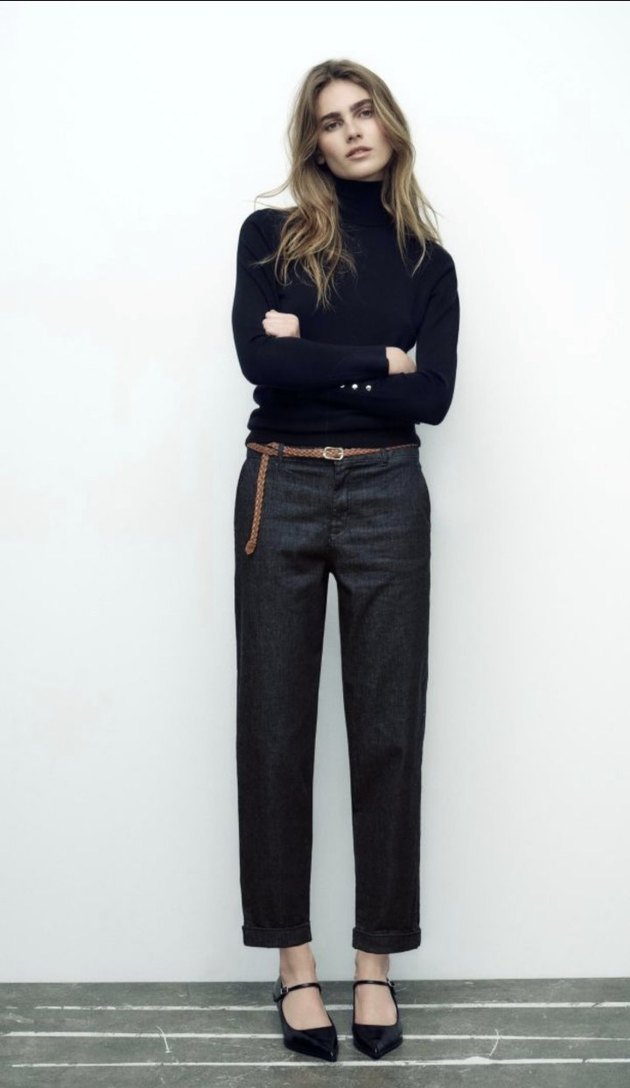 Kemerli chino  Kadın Kot Pantolon - Görsel 4