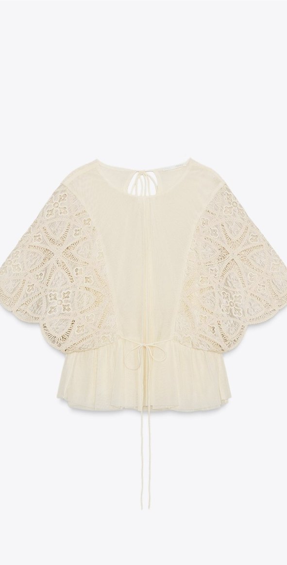 vanilya rengi Dantel Detaylı Bohem Kadın Bluz - Görsel 4