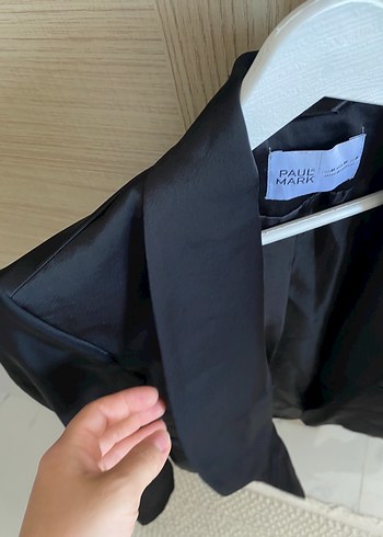 Paulmark Paul Mark Siyah Saten Blazer Ceket