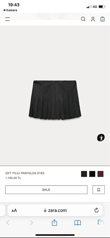 m Beden gri Renk Zara şort etek