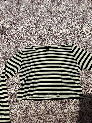 Çizgili Crop Tişört