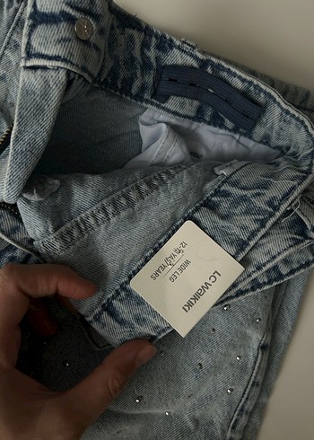 diğer Beden mavi Renk Nakışlı Gri Loose Fit Kadın Kot Pantolon