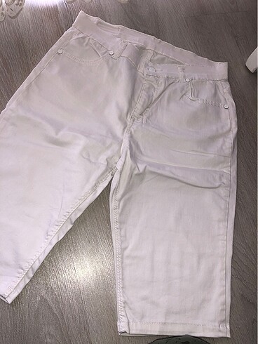 Kadın Beyaz kapri jeans