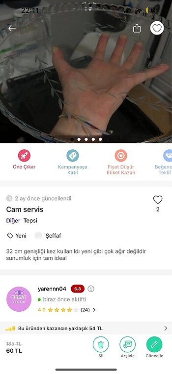  Beden beyaz Renk Cam tepsi