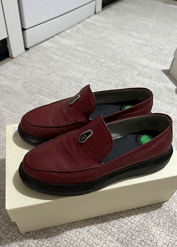 Bordo Düğmeli Erkek Loafer Ayakkabı