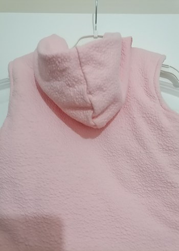 Kız Çocuk Kapüşonlu Fermuarlı Pembe Yelek - Görsel 3