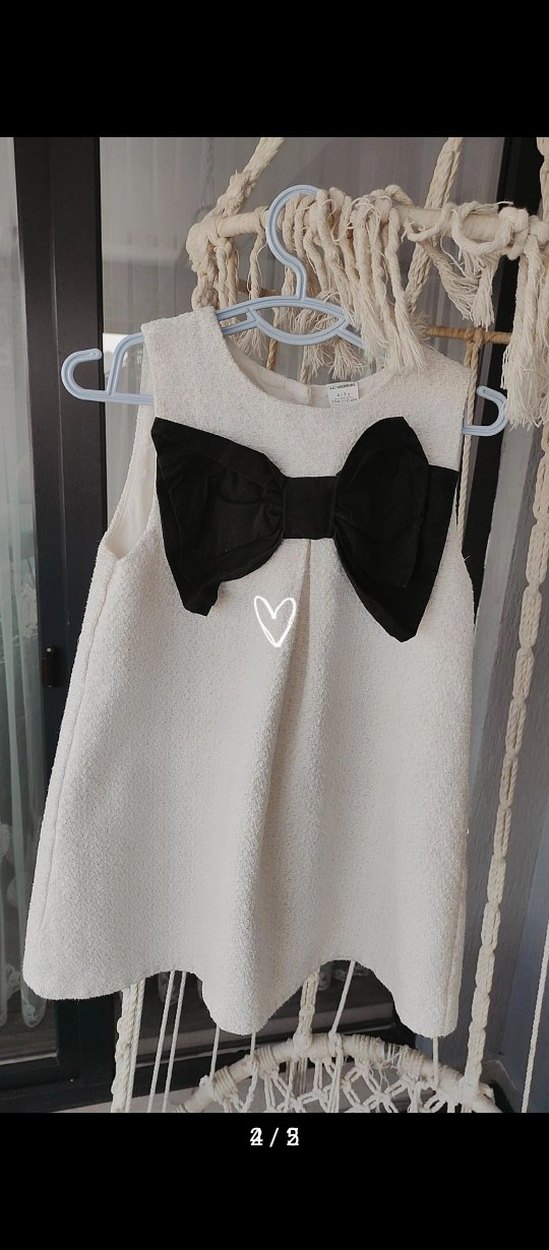 Siyah Fiyonklu Kız Çocuk Klasik Elbise - Görsel 2