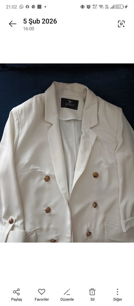 Düğmeli Beyaz Kadın Blazer Ceket - Görsel 2