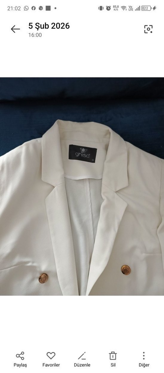 Düğmeli Beyaz Kadın Blazer Ceket - Görsel 4