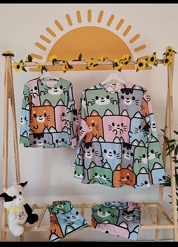 m Beden çeşitli Renk Anne çocuk pijama takımı