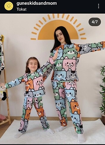 52 Beden çeşitli Renk Anne çocuk pijama takımı