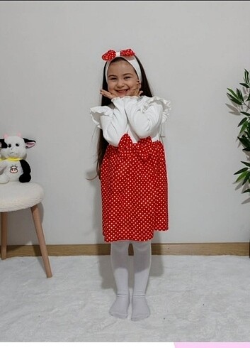 4 Yaş Beden Kız çocuk elbise bandana takım 