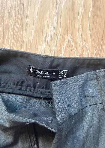 Kadın Gri Bol Kesim Kemerli kumaş Pantolon - Görsel 4