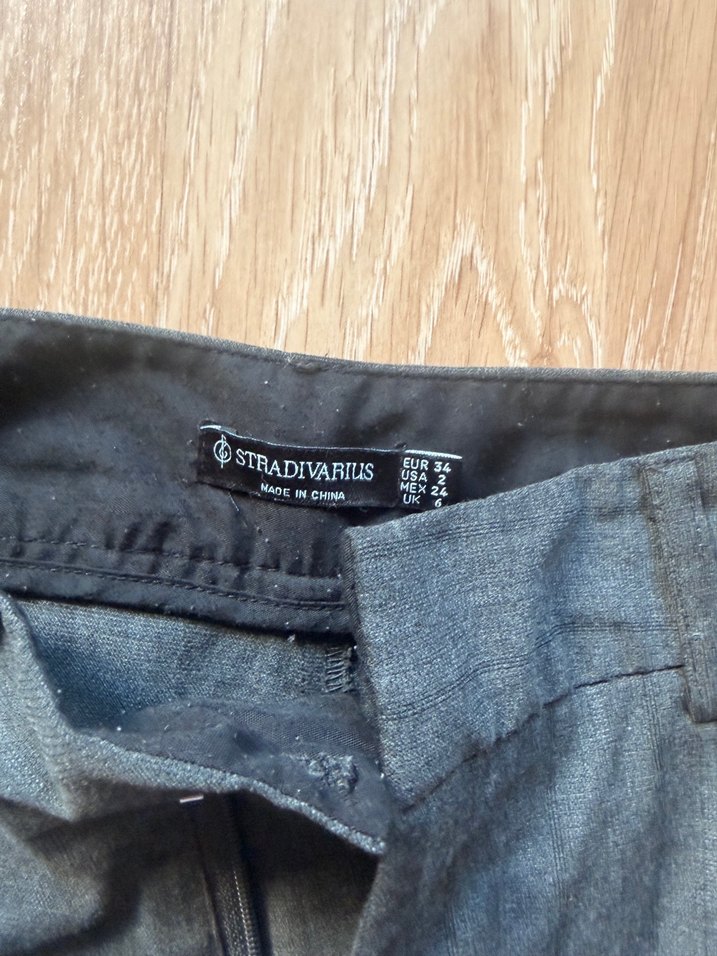 Kadın Gri Bol Kesim Kemerli kumaş Pantolon - Görsel 4